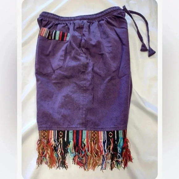 TLB The Little Bazaar Purple Fringe Boho  Shorts Size S/M - Picture 12 of 12